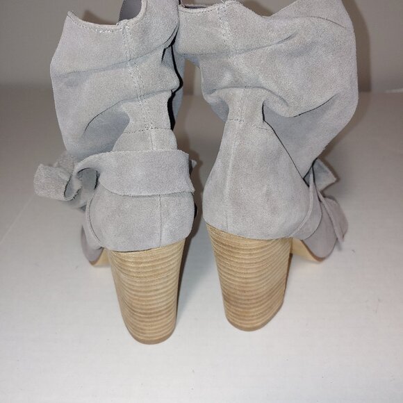 Nine West Ronia Suede Slouchy Peep Toe Ankle Tie up Booties Size 7.5 Grey - Picture 6 of 8